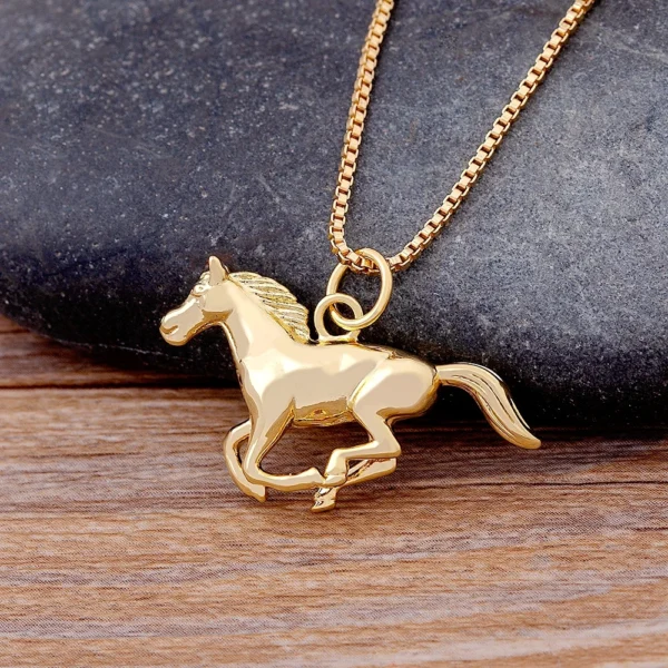 H38e9f9c5ba4f4902af906f1ee39b42d8k.webp Nidin New Arrival Horse Pendant Fashion Party Wedding Jewelry for Women Men Lucky Running Horse Chain Gold Plated Necklace Gift - Image 1