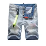 New Fashion Summer Male Denim Jeans Shorts Italian High Street Style Men Blue Straight Ripped Denim Shorts Jeans Casual Jeans 42 - Image 3