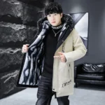 Winter Men's Long Down Jacket Fashion Male Thermal Parkas Coats Casual Men Classic Fur Collar Warm Padded Jackets Clothing 5XL - Image 4