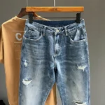 Ripped Jeans Men New Personality Fashion Vintage Blue Streetwear Baggy Denim Pants Casual Tapered Hole Frayed Trousers Male - Image 2