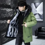 Winter Men's Long Down Jacket Fashion Male Thermal Parkas Coats Casual Men Classic Fur Collar Warm Padded Jackets Clothing 5XL - Image 3