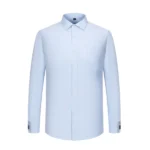 Men's French cufflink shirt loose version light blue white business formal men's shirt with pocket - Image 2