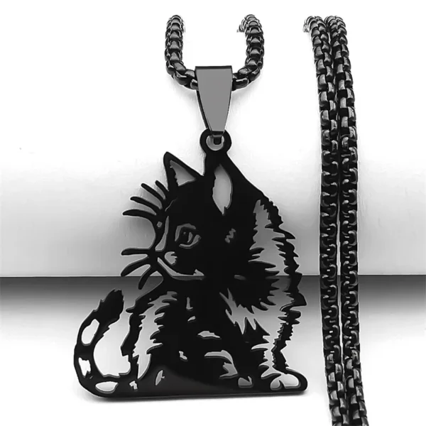 S237da08b3abc4bbcb025968a0735cdc1X.webp Cute Cat Kitty Animal Hollow Pendant Necklace for Women Men Stainless Steel Gold Color Chain Pet Lover Gift Jewelry collar - Image 1