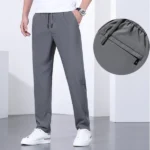 Men's Quick-drying Pants, Drawstring Elastic Waist, Casual Trousers, Loose Straight Pants, Summer New Fashion, Trendy - Image 8