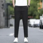 2025 New Summer Ankle-Length Pants Men Straight Fit Fashion Thin Brand Clothing Solid Color Casual Trousers Male 28-38 - Image 3