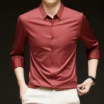 Premium Men's Ultra-Stretch Shirt - High-Quality Silky Business Formal Long-Sleeve Shirt for Social and Casual Wear - Image 17