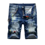 New Fashion Summer Male Denim Jeans Shorts Italian High Street Style Men Blue Straight Ripped Denim Shorts Jeans Casual Jeans 42 - Image 4