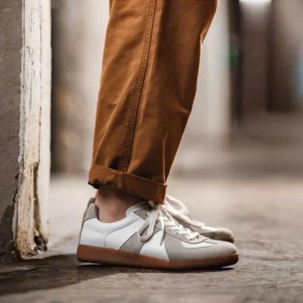 S30beac724150426a9ccd4124ab3efebcH.webp Maden Vintage Patchwork German Trainer Sneakers Unisex Summer Sports Casual Shoes Split Leather Lace-up Outdoor Flat Shoes - Image 1