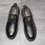 Men's Shoes 2022 Autumn Simple New Genuine Leather Men's Shoes Simple Low Help Work Dress Shoes Lace up Casual Men's Leather Sho - Image 3