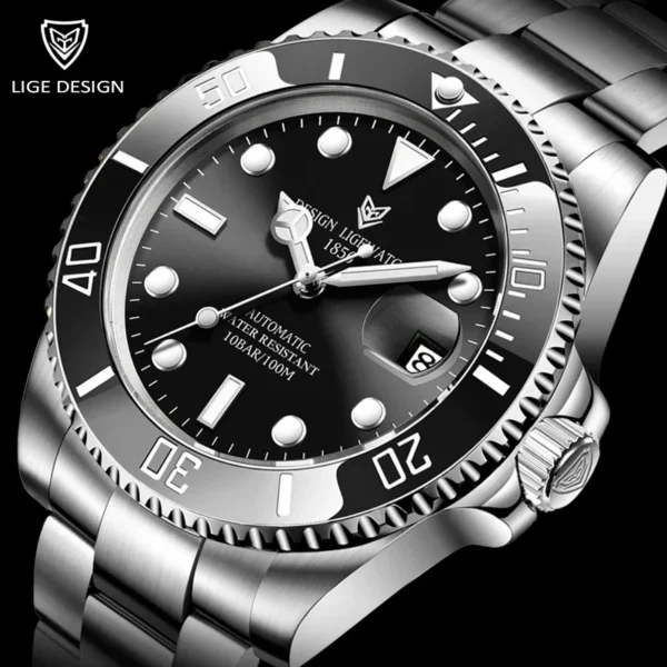 S41b8ae0771c440588025bb6d02df5cc8v.webp LIGE Top Brand Luxury Automatic Watch for Men Fashion Waterproof Sport Men's Mechanical WristWatches Casual Automatic Date Watch - Image 1