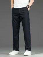 Spring Summer New Men's Casual Pants Thin Mulberry Silk Soft Business Casual Trousers Slim Straight Elastic Suit Pants Male - Image 4