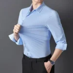 Premium Men's Ultra-Stretch Shirt - High-Quality Silky Business Formal Long-Sleeve Shirt for Social and Casual Wear - Image 7