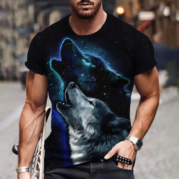 S5a1af30c08d6468cbdaf77404812c812u.webp 2024 Wolf T Shirt For Mens Animal Print Short Sleeve Top 3D Casual Street Man's T-shirt Oversized Tee Shirt Men Vintage Clothing - Image 1