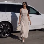 Elegant Knitted Long Dresses Women Summer O Neck Sleeveless Single Breasted Fake Pockets Bodycon Dress Fashion Office Lady Robes - Image 6
