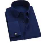Men's French Cufflink Shirt Bamboo Fiber Long-Sleeved Business Formal Dress Shirts Men's Tuxedo Button French Clothing Wedding - Image 3