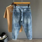 Ripped Jeans Men New Personality Fashion Vintage Blue Streetwear Baggy Denim Pants Casual Tapered Hole Frayed Trousers Male - Image 3