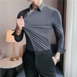 Premium Men's Ultra-Stretch Shirt - High-Quality Silky Business Formal Long-Sleeve Shirt for Social and Casual Wear - Image 13