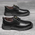 Men's Shoes 2022 Autumn Simple New Genuine Leather Men's Shoes Simple Low Help Work Dress Shoes Lace up Casual Men's Leather Sho - Image 5