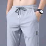 Men's Pants 2025 Summer New Black Gray Thin Business Casual Pants Outdoor Elastic Breathable Straight Leg Sweatpants - Image 3