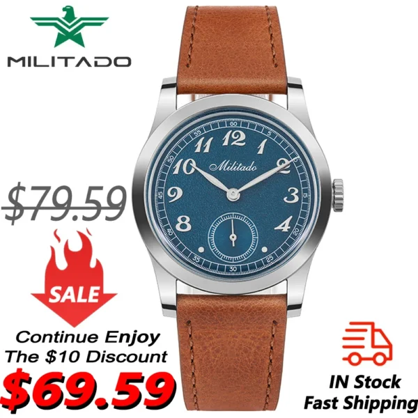 S7afab82dcc75474bb185751cdb077399A.webp Militado ML01 Quartz Watch VD78 Movement 100m Water Resistance Business Wristwatch Domed Hardlex Crystal Stainless Steel Watches - Image 1