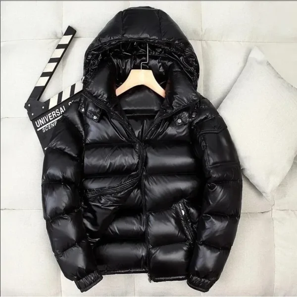 S8747c0c3c645493193477c62a563e692U.webp Mens Glossy Parka Casual White Duck Hooded Down Jacket Waterproof Windproof Ski Thick Warm Outwear Men Winter Fashion Shiny Coat - Image 1