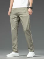Spring Summer New Men's Casual Pants Thin Mulberry Silk Soft Business Casual Trousers Slim Straight Elastic Suit Pants Male - Image 13