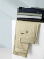 Spring Summer New Men's Casual Pants Thin Mulberry Silk Soft Business Casual Trousers Slim Straight Elastic Suit Pants Male - Image 6