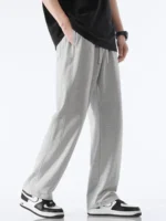 Men's Summer Sport Pants Lightweight Cotton Straight Leg Sweatpants Men/Women Unisex Couples Loose Fit Gym Trousers