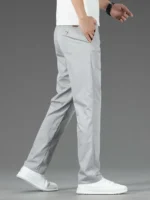 Spring Summer New Men's Casual Pants Thin Mulberry Silk Soft Business Casual Trousers Slim Straight Elastic Suit Pants Male - Image 3