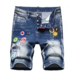 New Fashion Summer Male Denim Jeans Shorts Italian High Street Style Men Blue Straight Ripped Denim Shorts Jeans Casual Jeans 42 - Image 5