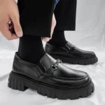 Man Casual Loafers Shoe Black Business Leather Shoes for Men Round Toe Height Increasing Platform Footwear Offer Shipping Free - Image 5
