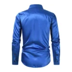 Lapel Men Shirt Men Long Sleeve Shirt Sequin Performance Shirt for Men with Turn-down Collar Long Sleeves Satin Club Party Stage