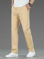 Spring Summer New Men's Casual Pants Thin Mulberry Silk Soft Business Casual Trousers Slim Straight Elastic Suit Pants Male - Image 12