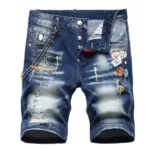 New Fashion Summer Male Denim Jeans Shorts Italian High Street Style Men Blue Straight Ripped Denim Shorts Jeans Casual Jeans 42 - Image 2