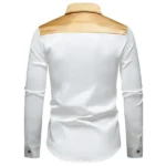 New Men's Satin Smooth Long Sleeve Shirts Fashion Luxury Color Blocked Tuxedo Shirt Wedding Party Prom Casual Shirt Business - Image 3