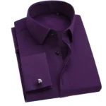 Men's French Cufflink Shirt Bamboo Fiber Long-Sleeved Business Formal Dress Shirts Men's Tuxedo Button French Clothing Wedding - Image 4