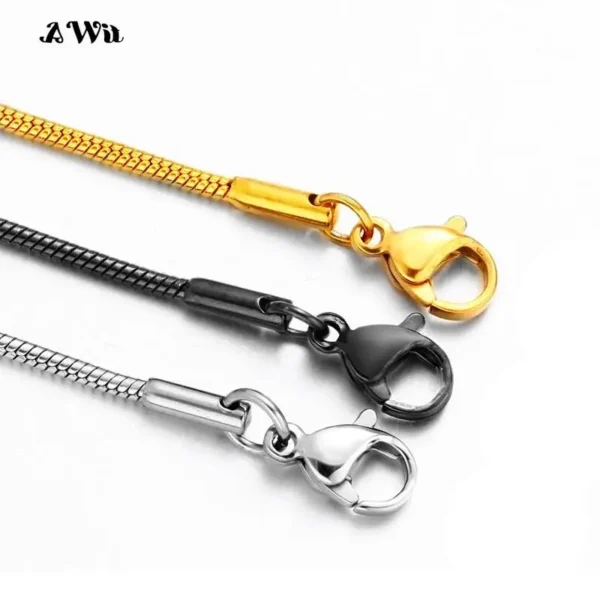 Sa9b64f9ca50c48c08ce2783e272e8acd3.webp AWit Snake Chain Choker Stainless Steel Necklace Minimalist Collar For Women Man Jewelry Wedding Party Gift - Image 1