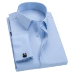 Men's French Cufflink Shirt Bamboo Fiber Long-Sleeved Business Formal Dress Shirts Men's Tuxedo Button French Clothing Wedding - Image 8