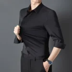 Premium Men's Ultra-Stretch Shirt - High-Quality Silky Business Formal Long-Sleeve Shirt for Social and Casual Wear - Image 9