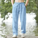Men's Beach Pants Joggers  Streetwear Cotton Linen Sweatpants Casual Pants Hawaiian Vacation Loose Summer Long - Image 4