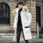 New Winter Couple White Duck Down Windproof Parkas Down Jacket Men's Long Thickened Extreme Winter Coat Oversized Fur Collar - Image 2