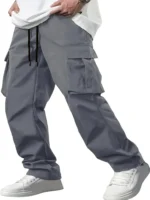 2024 Amazon Summer New Men's Work Pants European and American Independent Station Drawstring Multi Pocket Casual Pants