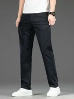 Spring Summer New Men's Casual Pants Thin Mulberry Silk Soft Business Casual Trousers Slim Straight Elastic Suit Pants Male - Image 11