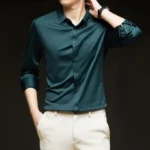 Premium Men's Ultra-Stretch Shirt - High-Quality Silky Business Formal Long-Sleeve Shirt for Social and Casual Wear - Image 21