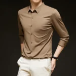 Premium Men's Ultra-Stretch Shirt - High-Quality Silky Business Formal Long-Sleeve Shirt for Social and Casual Wear - Image 18