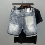 New Summer Luxury Men's Clothing Cargo Washed Kpop Y2K Designer Streetwear Solid Boyfriend Vintage Ripped Jeans Denim Shorts - Image 2