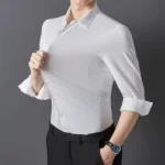 Premium Men's Ultra-Stretch Shirt - High-Quality Silky Business Formal Long-Sleeve Shirt for Social and Casual Wear - Image 10