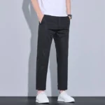 2025 New Summer Ankle-Length Pants Men Straight Fit Fashion Thin Brand Clothing Solid Color Casual Trousers Male 28-38 - Image 7