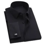 Men's French Cufflink Shirt Bamboo Fiber Long-Sleeved Business Formal Dress Shirts Men's Tuxedo Button French Clothing Wedding - Image 9