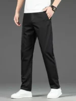 Spring Summer New Men's Casual Pants Thin Mulberry Silk Soft Business Casual Trousers Slim Straight Elastic Suit Pants Male - Image 10